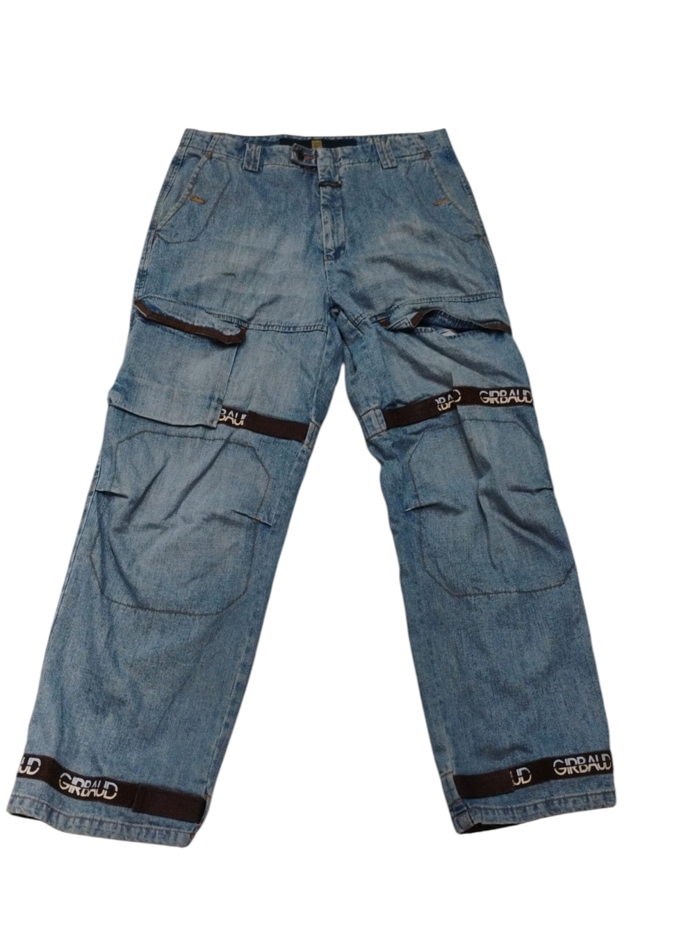 Marithe Francois Girbaud Light Blue Denim Cargo Shuttle Jeans 38 X 34 MFG